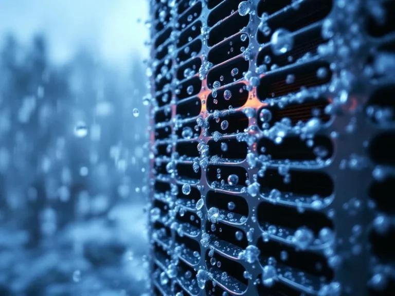 Lämpöpumppu, jossa vesipisaroita ja huurrettä, heikennetty tehokkuus sateisessa säässä